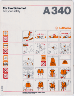 Safety card Lufthansa (Alemanha) Airbus A340-200/300