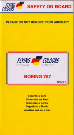 Safety card Flying Colours (Reino Unido) Boeing 757-200