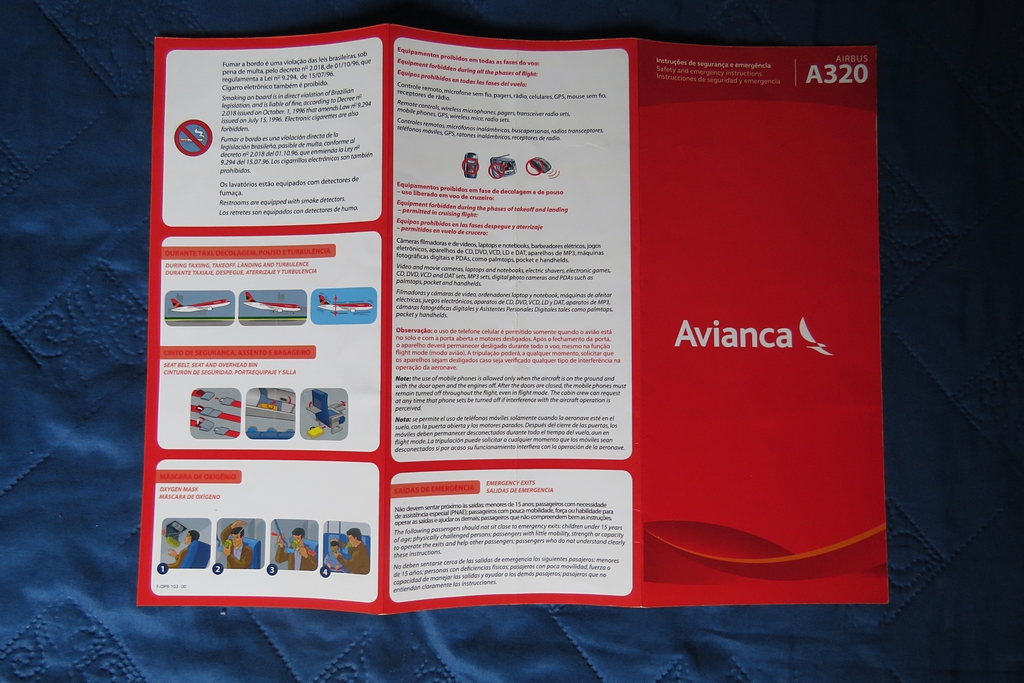 Safety card Avianca (Brasil) Airbus A320