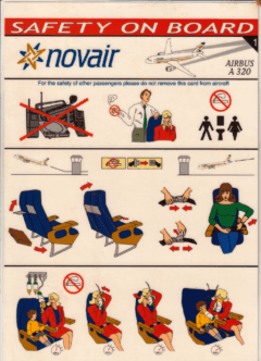 Safety card Novair (Reino Unido) Airbus A320