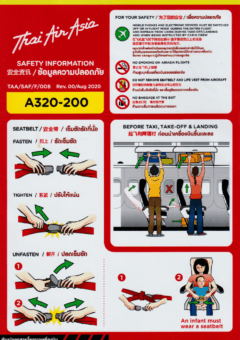 Safety card Thai Air Asia (Tailândia) Airbus A320