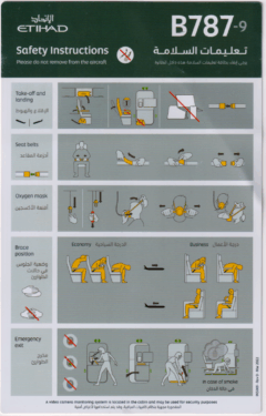 Safety card Etihad (UAE) Boeing 787-9