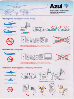 Safety card Azul (Brasil) Embraer 190/195