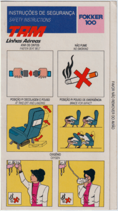 Safety card TAM (Brasil) Fokker 100