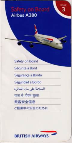Safety card British Airways (Inglaterra) Airbus A380