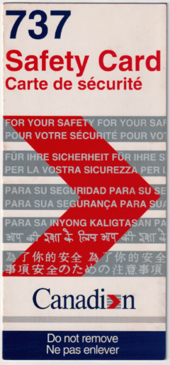 Safety card Canadian Airlines (Canadá) Boeing 737-200