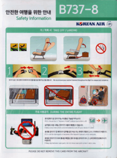 Safety card Korean Air (Coreia do Sul) Boeing 737 MAX-8