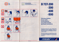 Safety card Malev (Hungria) Boeing 737-200/300/400/500