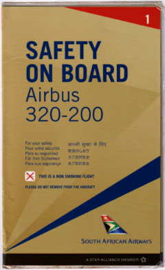 Safety card South African Airbus A320-200