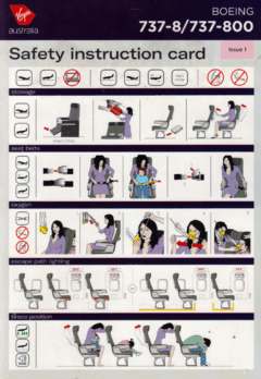 Safety card Virgin Australia (Austrália) Boeing 737-800